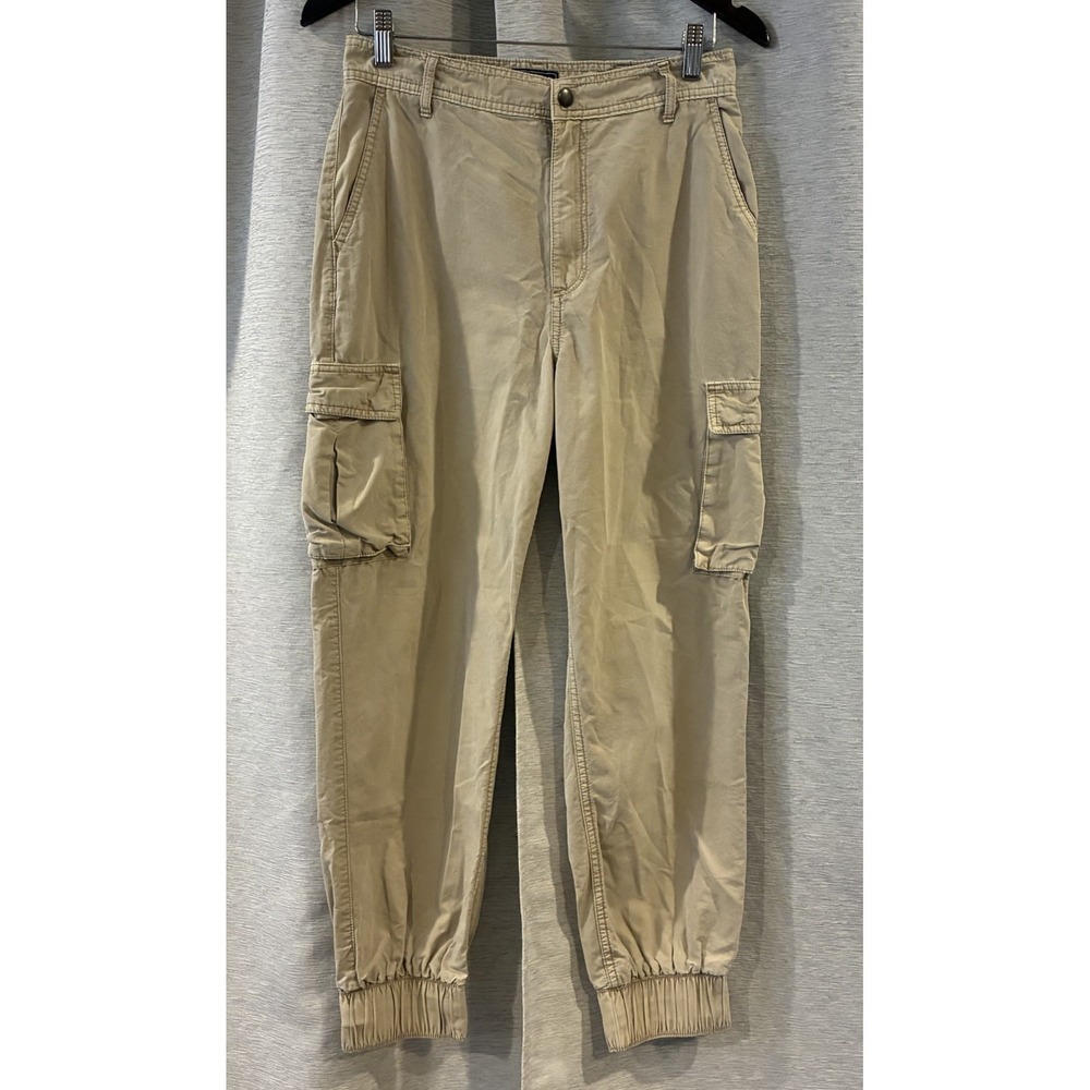 Abercrombie & Fitch Cargo Pants Womens Small Khaki Elastic Cuff Jogger Pockets